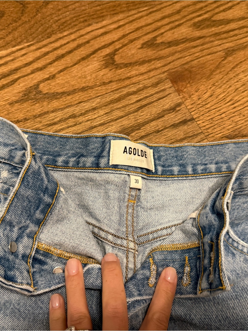 Agolde Parker Vintage cut off shorts— Light Blue & Black - Picture 3 of 9